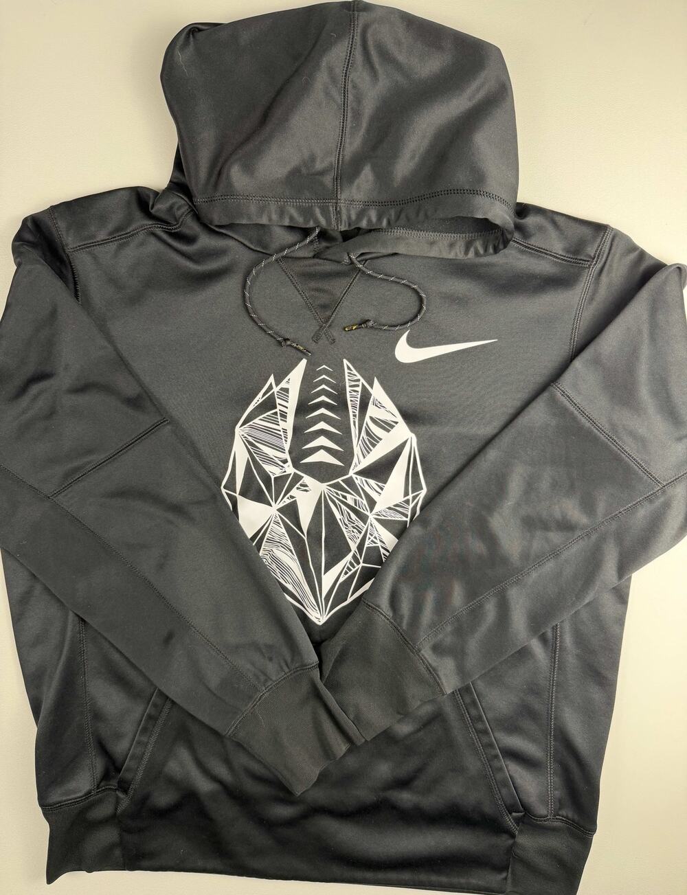 Nike Football Therma Fit Hoodie Black Graphic Football Pullover Mens Medium